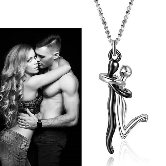 Couple’s Pendant Necklace – Humanoid Hug Design for Love and Connection