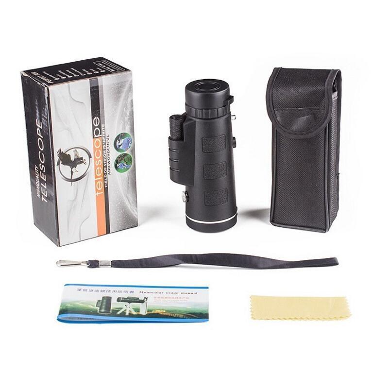 Monocular Telescope Zoom Scope with Compass – Compatible with Apple Devices, Phone Clip & Tripod