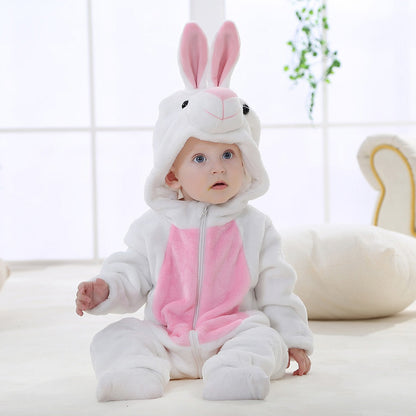 Baby Crawling Clothes - Soft Cartoon Hoodie Jumpsuit for Newborns