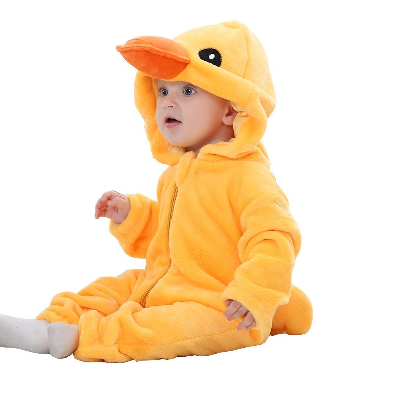 Baby Crawling Clothes - Soft Cartoon Hoodie Jumpsuit for Newborns