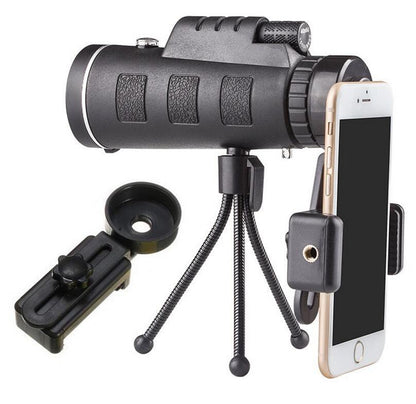 Monocular Telescope Zoom Scope with Compass – Compatible with Apple Devices, Phone Clip & Tripod