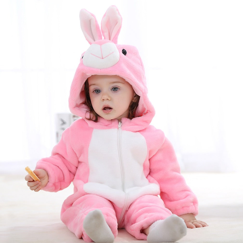 Baby Crawling Clothes - Soft Cartoon Hoodie Jumpsuit for Newborns