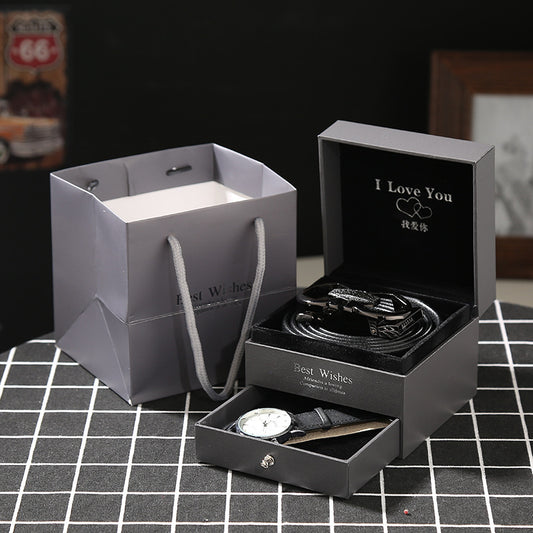 Leather Belt & Wallet Gift Box Set with Watch – Perfect Holiday Gift for Him