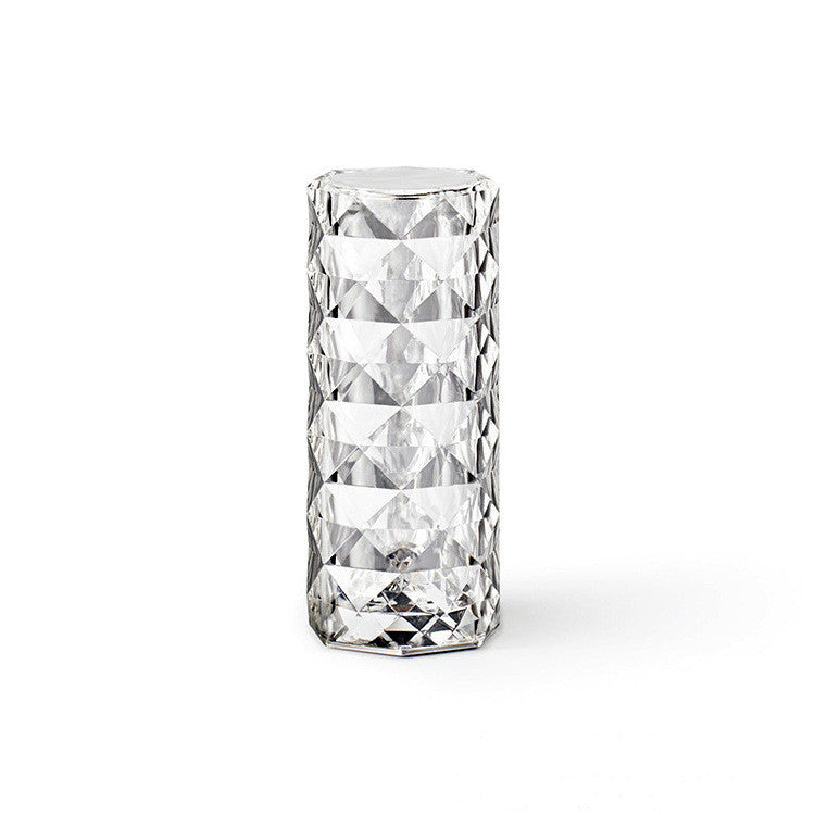 Nordic Crystal USB Table Lamp – Touch Dimming Diamond Night Light with Rose Projection