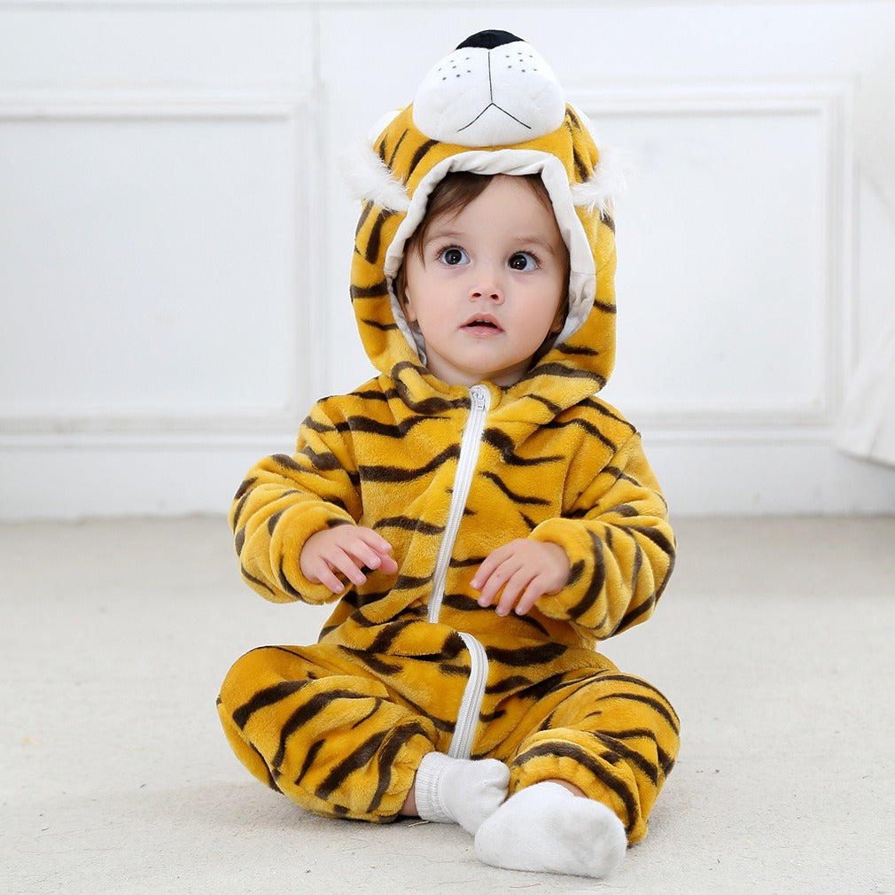 Baby Crawling Clothes - Soft Cartoon Hoodie Jumpsuit for Newborns