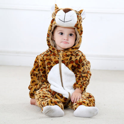 Baby Crawling Clothes - Soft Cartoon Hoodie Jumpsuit for Newborns