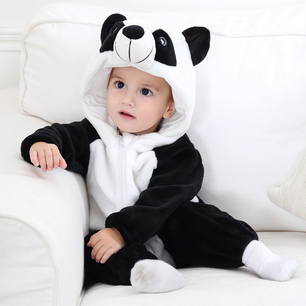 Baby Crawling Clothes - Soft Cartoon Hoodie Jumpsuit for Newborns