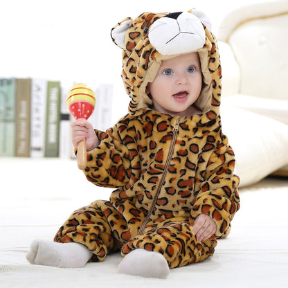 Baby Crawling Clothes - Soft Cartoon Hoodie Jumpsuit for Newborns