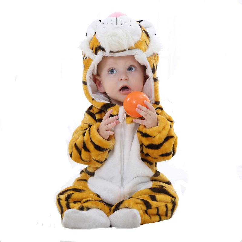 Baby Crawling Clothes - Soft Cartoon Hoodie Jumpsuit for Newborns