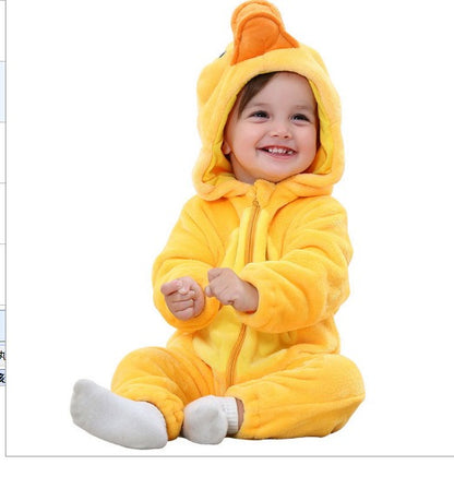 Baby Crawling Clothes - Soft Cartoon Hoodie Jumpsuit for Newborns