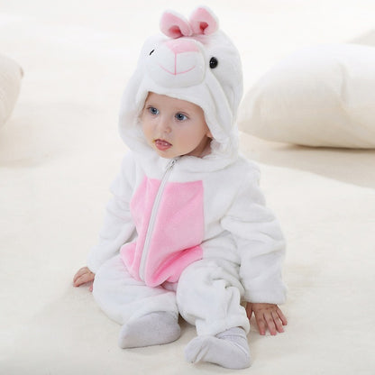 Baby Crawling Clothes - Soft Cartoon Hoodie Jumpsuit for Newborns