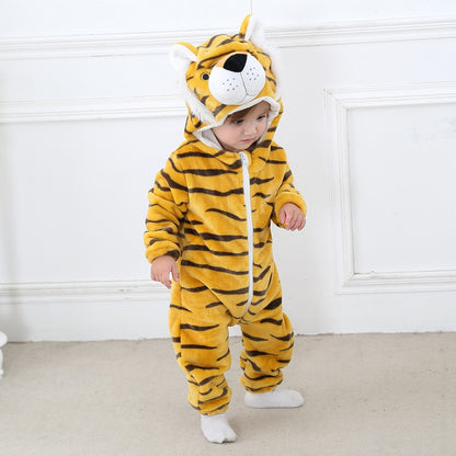 Baby Crawling Clothes - Soft Cartoon Hoodie Jumpsuit for Newborns