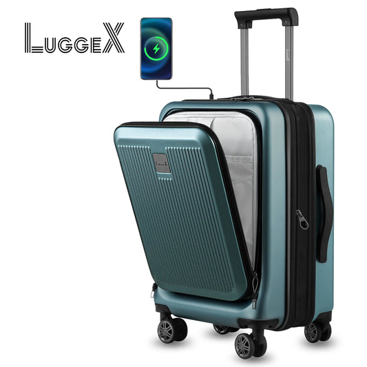 Airline Approved, Smart Hard Shell Suitcase with Front Pocket