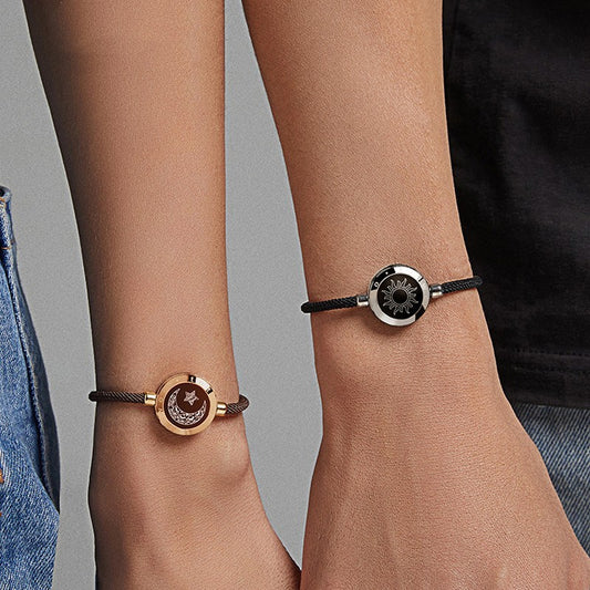 Sun-Moon Smart Sensing Couple Bracelet – Adjustable, Stylish, and Connected for Couples