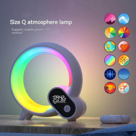 Creative Q Light Analog Gündoğumu Çalar Saat – Bluetooth Ses, Akıllı Uyanma ve Renkli Atmosfer Işığı ile Dijital Ekran